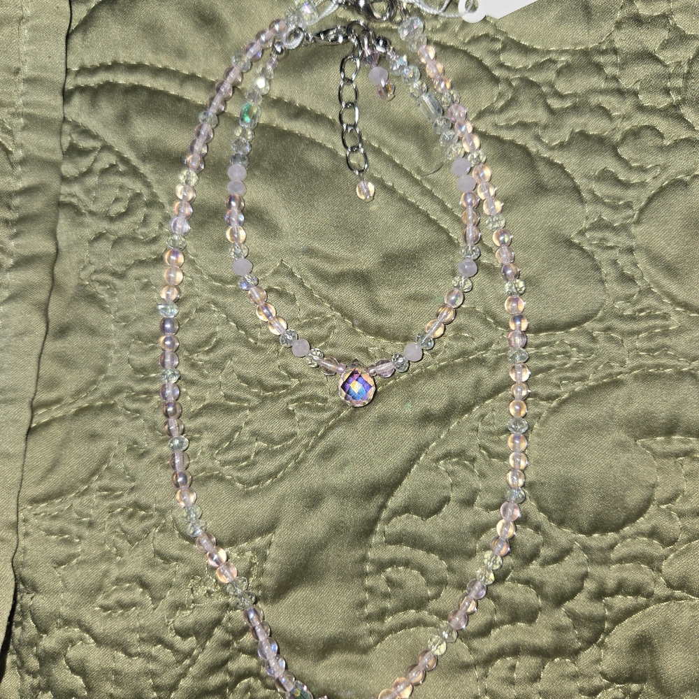 Elegant Pink Beaded Necklace Set